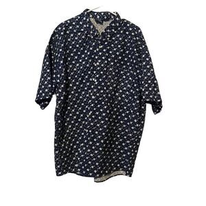 Bon Homme Mens Blue White Collared Short Sleeve Button-Down Shirt Size 2XB